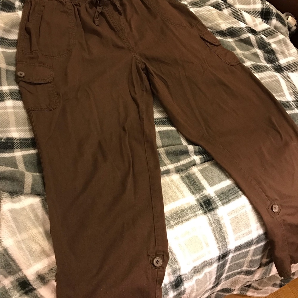 Woman Within Plus size Chocolate brown casual pants 100% cotton